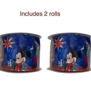 Christmas Disney Decoration Holiday Fabric Ribbon Mickey and Friends Set